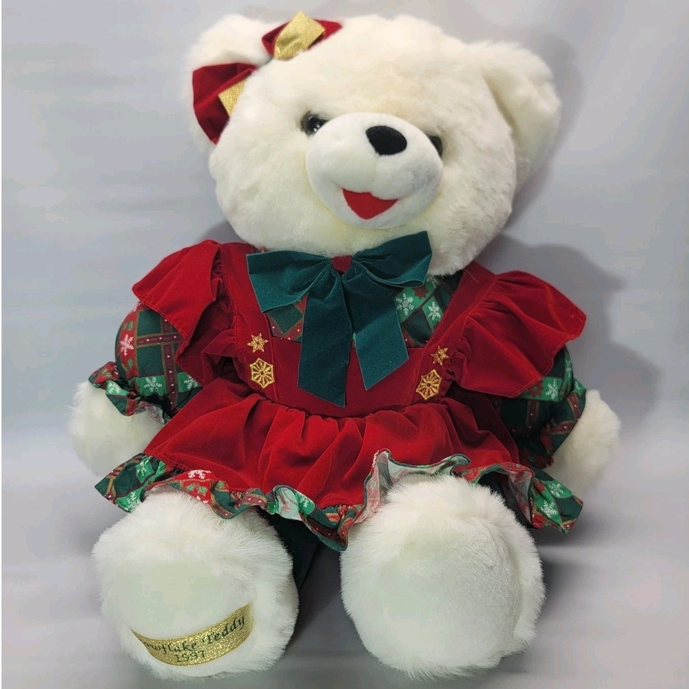 1997‎ Dan Dee Snowflake Teddy Bear Plush Christmas 20" Stuffed Animal Girl